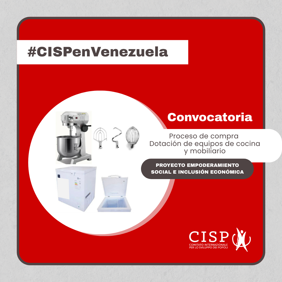 Dotación de equipos de cocina, mobiliario y materiales de pintura
